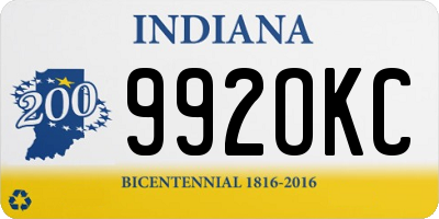 IN license plate 992OKC