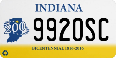 IN license plate 992OSC