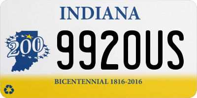 IN license plate 992OUS