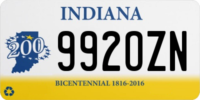 IN license plate 992OZN