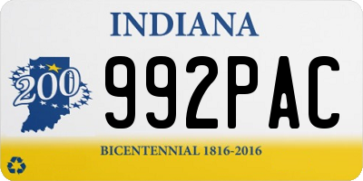 IN license plate 992PAC