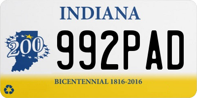 IN license plate 992PAD