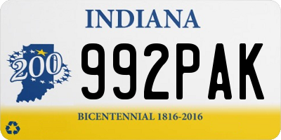 IN license plate 992PAK