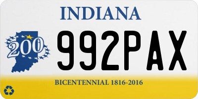 IN license plate 992PAX