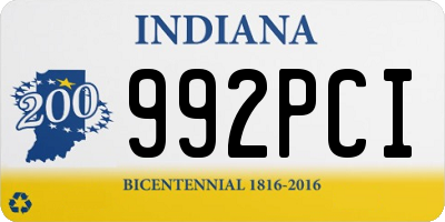 IN license plate 992PCI