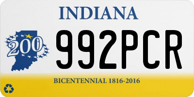 IN license plate 992PCR