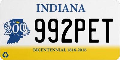 IN license plate 992PET