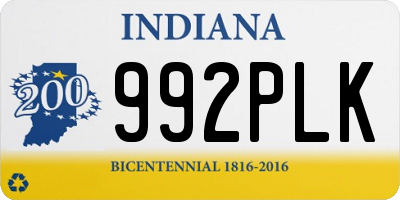 IN license plate 992PLK