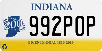 IN license plate 992POP