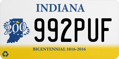 IN license plate 992PUF