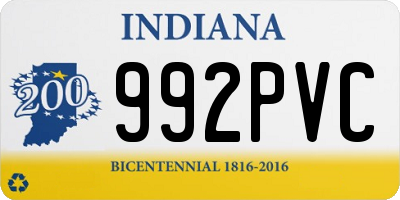 IN license plate 992PVC