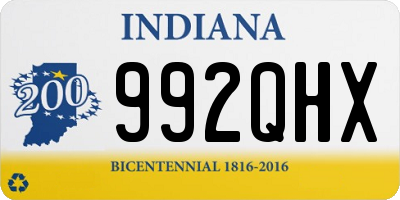 IN license plate 992QHX