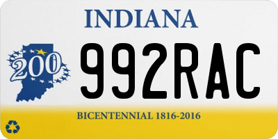 IN license plate 992RAC