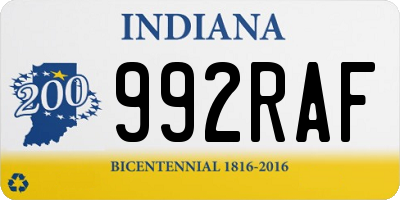 IN license plate 992RAF