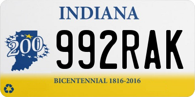 IN license plate 992RAK