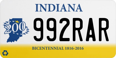 IN license plate 992RAR