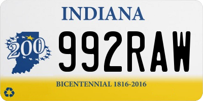 IN license plate 992RAW