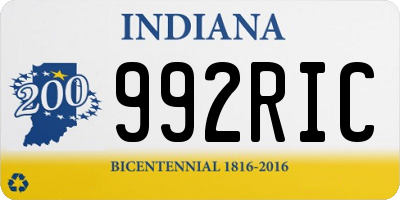 IN license plate 992RIC