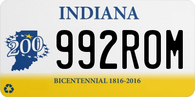 IN license plate 992ROM