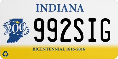 IN license plate 992SIG