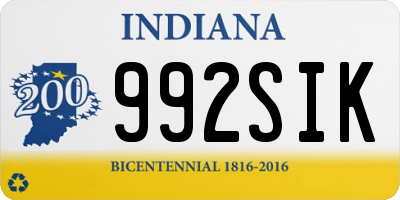 IN license plate 992SIK