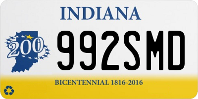 IN license plate 992SMD