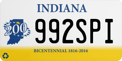 IN license plate 992SPI