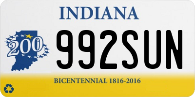 IN license plate 992SUN