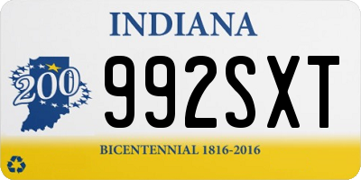 IN license plate 992SXT