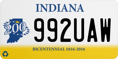 IN license plate 992UAW