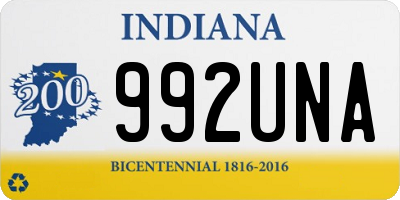 IN license plate 992UNA