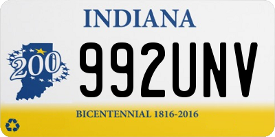 IN license plate 992UNV