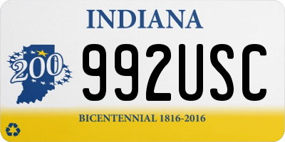 IN license plate 992USC