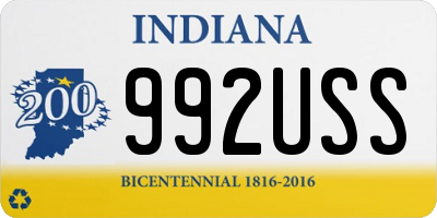 IN license plate 992USS