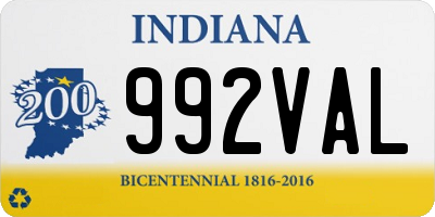 IN license plate 992VAL