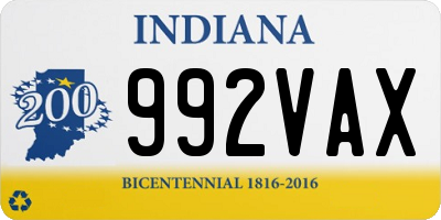 IN license plate 992VAX