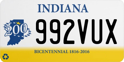 IN license plate 992VUX