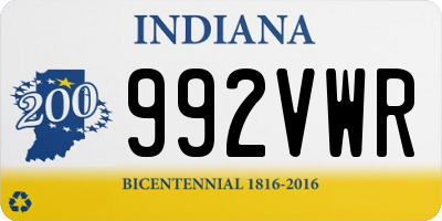 IN license plate 992VWR