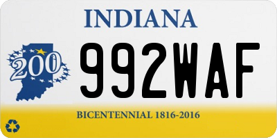 IN license plate 992WAF