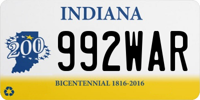 IN license plate 992WAR