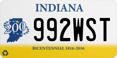 IN license plate 992WST