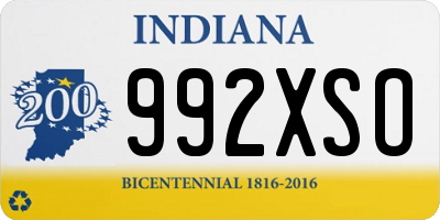 IN license plate 992XSO