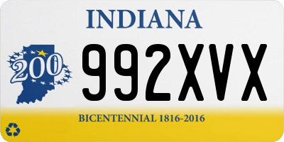 IN license plate 992XVX