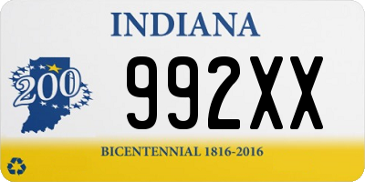 IN license plate 992XX