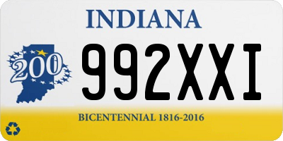 IN license plate 992XXI