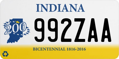 IN license plate 992ZAA