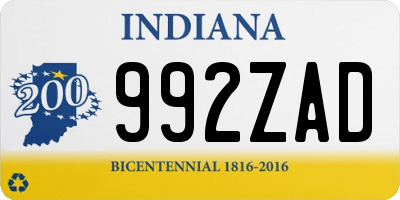 IN license plate 992ZAD