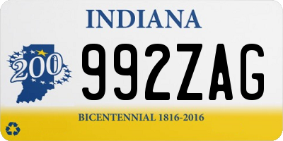 IN license plate 992ZAG