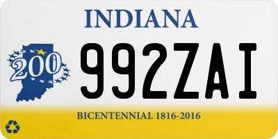 IN license plate 992ZAI