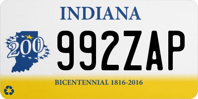 IN license plate 992ZAP